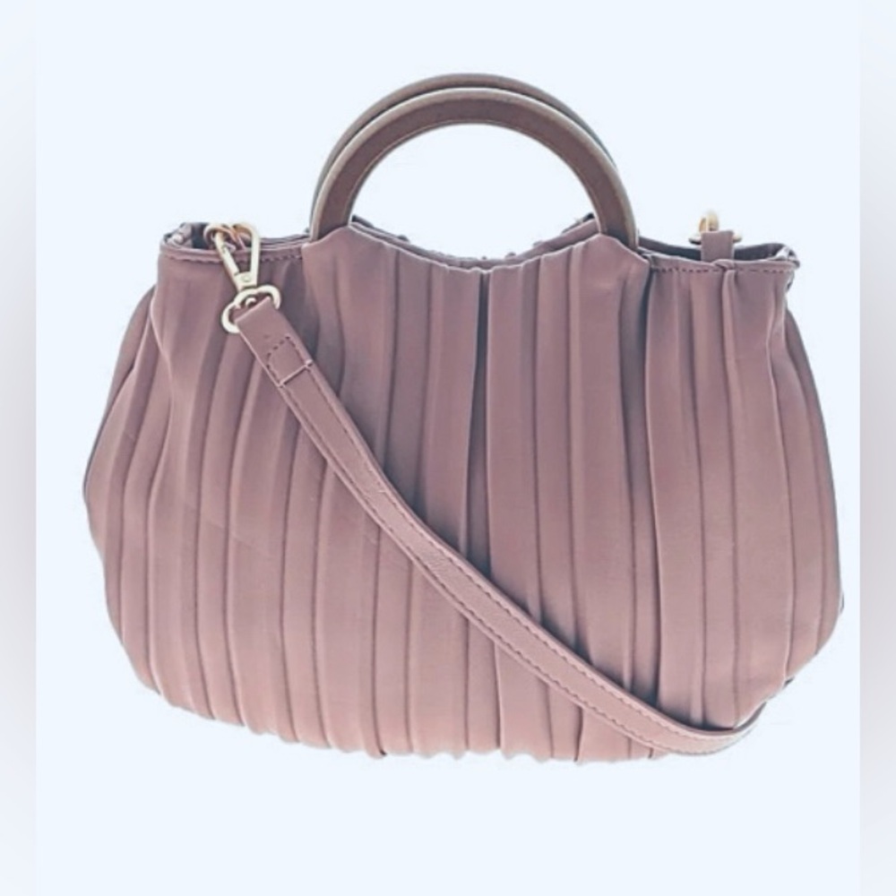 Melie Bianco mauve pleat crossbody/satchel (convertible from handle to strap).